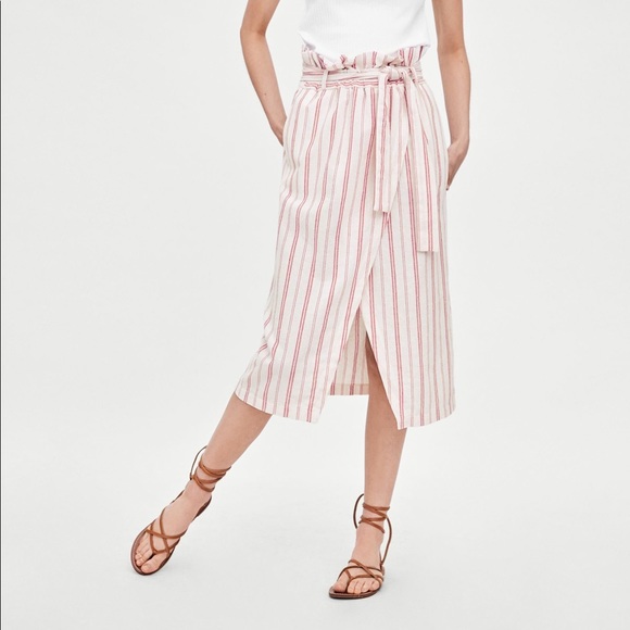 Zara Rustic Striped Midi Skirt - Picture 2 of 3